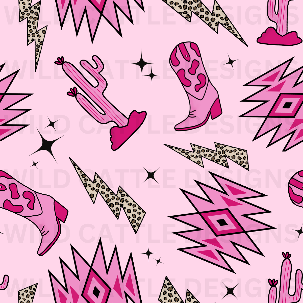 Pink Howdy Seamless – Wild Cattle Designs